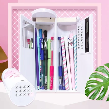

Intelligent Password Pencil Box Cartoon Pattern Pen Holder Large Capacity Stationery Box Coded Lock Home Storage Bag