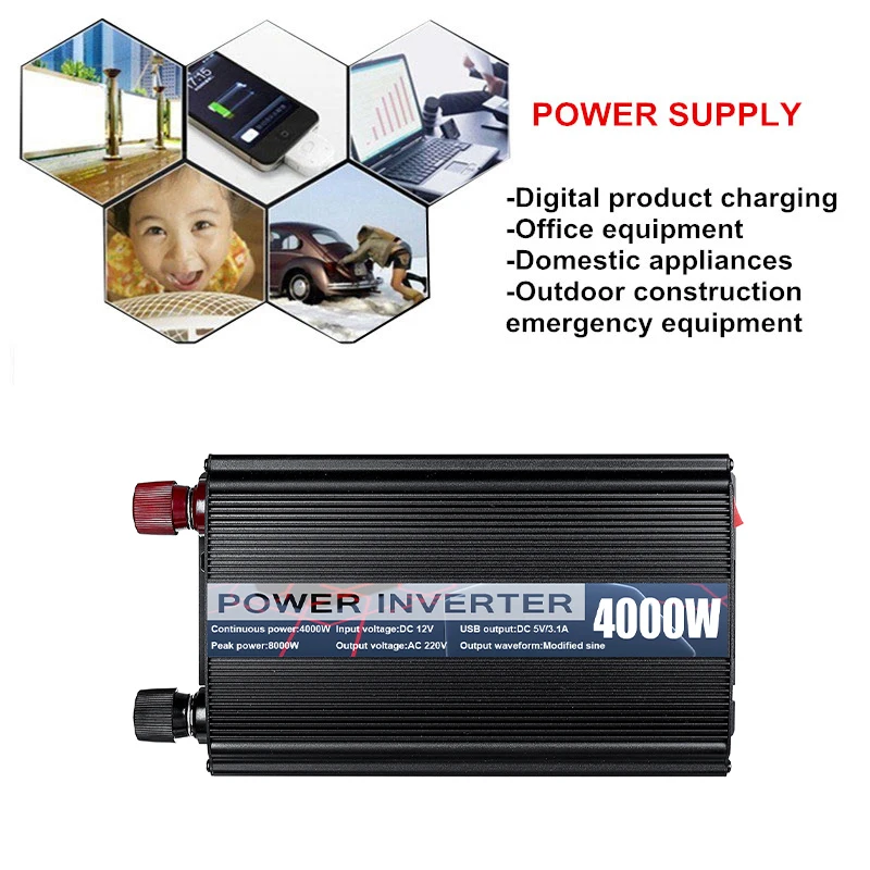 12000 W/10000/8000/6000 светодиодный автомобильный инвертор 12V 220V с 2 портами(стандарт Модифицированная синус волны силы Напряжение конвертер трансформатор 5000/4000/3000
