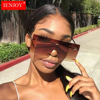 

IENJOY 2020 Oversized Sunglasses for Women Retro Vintage Sunglasses Luxury Brand Rimless Eyewear oculos de sol feminino