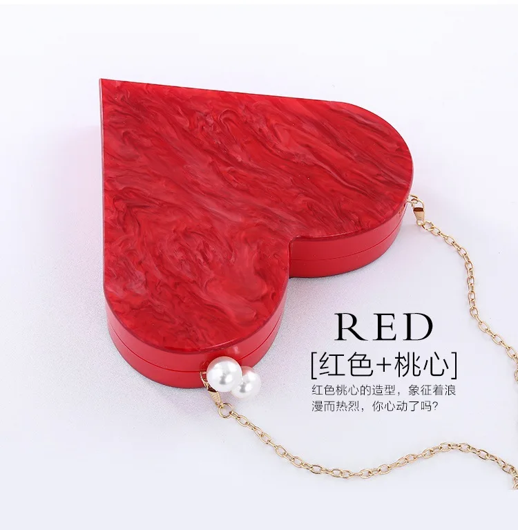 New heart-shaped portable fashion joker evening bag banquet bag lady's acrylic clutch bag