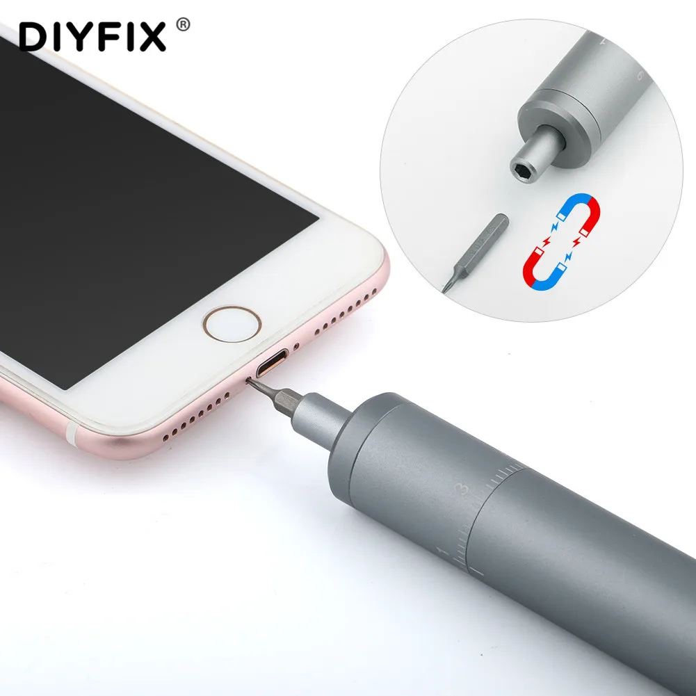 DIYFIX 20 шт. электрическая отвертка для Xiaomi iPhone перезаряжаемый беспроводной шуруповерт с светодиодный светильник литиевая батарея