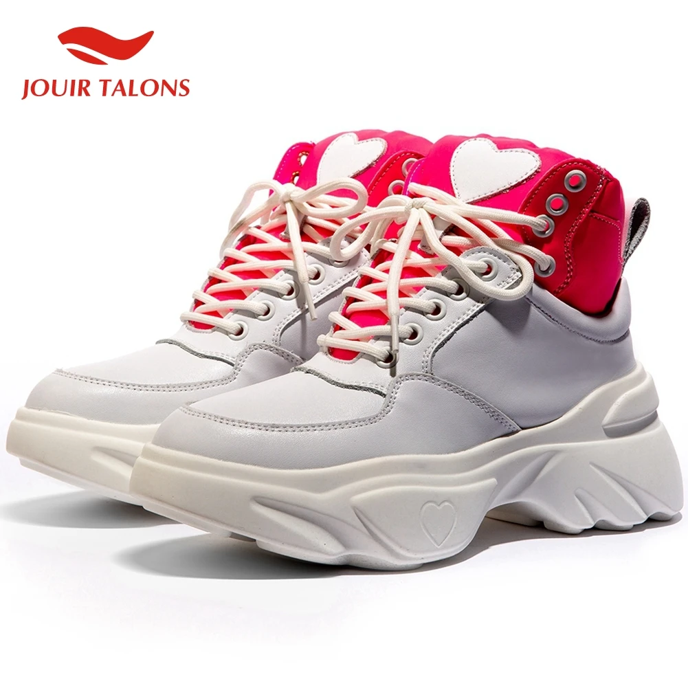 

JOUIR Gennuine Cow Leather 2020 INS hot Large Size 42 Flat Platform Vulcanize Shoes Woman Lace Up INS Hot Shoes Women Vulcanize