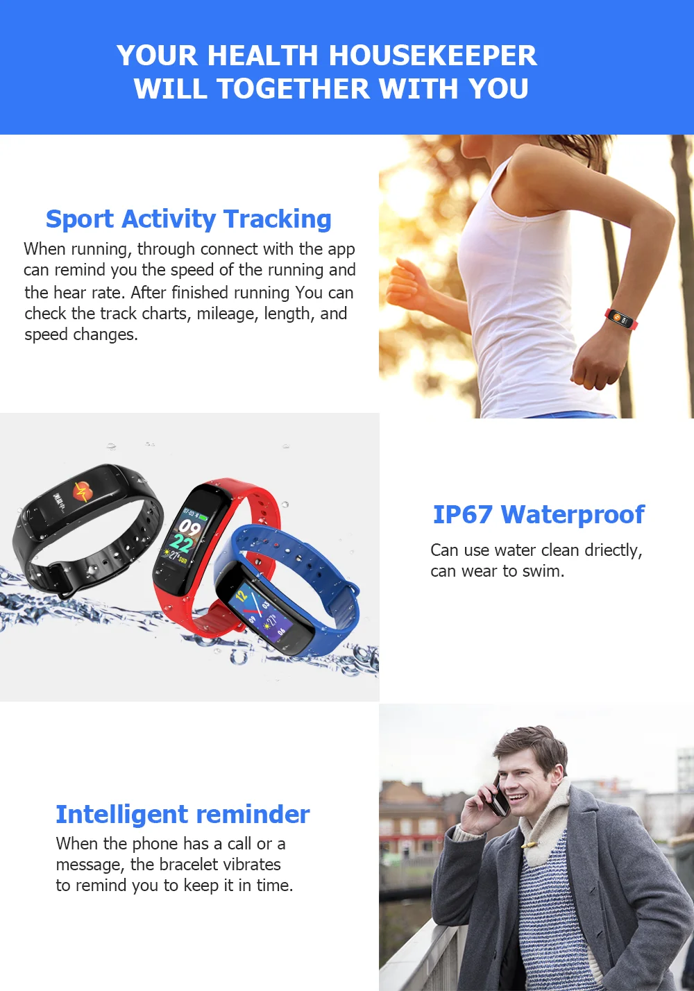 Умный Bluetooth браслет цветной экран фитнес-Тренировка кровяное давление мониторинг сердечного ритма движения для телефонов Android IOS