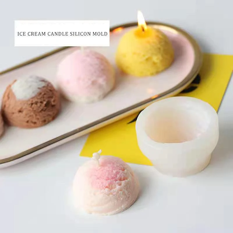 

Ice Cream Ball Shaped Candle Making Silicone Soap Mold Cake Ice Hockey DIY Mold