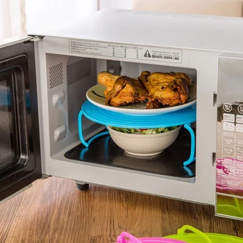 

Multi Functional Microwave Oven Heating Layered Steaming Tray Double Layer Rack Bowls Holder Organizer Tool Kitchen Accessories
