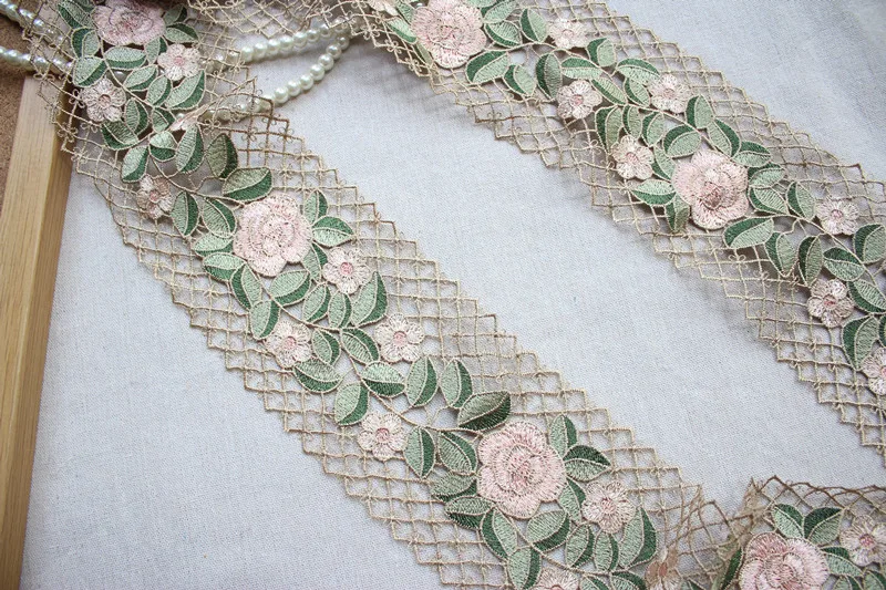 Cotton Polyester Venise Lace 3d Rose Flowers Embroidery Ribbon 10CM Wide