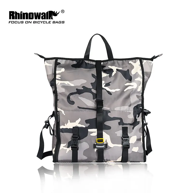 Rhinowalk велосипедная сумка, велосипедная сумка для седла, водонепроницаемая сумка на плечо для путешествий, Большая вместительная сумка для сидения, MTB велосипедные сумки, многофункциональные - Цвет: Gray Camouflage