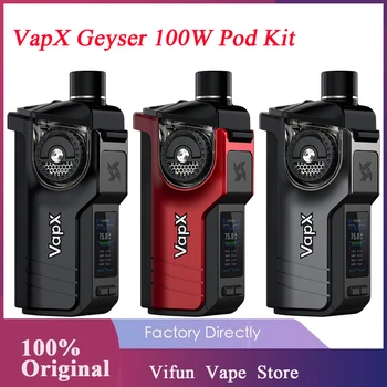 

Original VapX Geyser Pod Kit with 100W Max Output Powered by 21700/18650 & 6.5ml/5ml Capacity Pod Kit E-cig Vape Kit vs Drag X