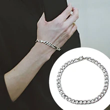 Новинка мужской хип-хоп браслет в стиле панк-рок из нержавеющей стали кубинская Тормозная цепь мужской браслет wo мужские ювелирные изделия простой стиль ручная цепочка 6