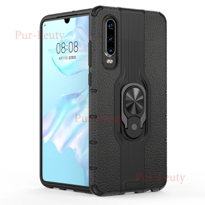 Чехол на huawei P30 ELE-AL00 силиконовый бампер роскошный Броня мягкое магнитное кольцо Броня задняя крышка чехол для huawei P 30 ELE L09 L29