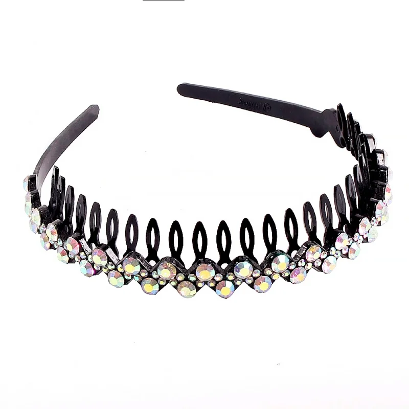 white headband Трендовая полная Хрустальная лента для волос, цветок сливы, обруч для волос, стразы, зубья, гребень для волос для женщин, свадебные аксессуары для волос - Окраска металла: white headband