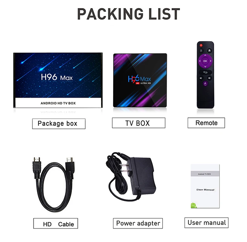 Set top TV Box 4G DDR3 USB 3,0 Bluetooth 4,0 Android 9,0 9 оs 4K 4096x2160 H96 Смарт пятиядерный ГП Mali-450 RK3318 GPU 2,4 г/5G