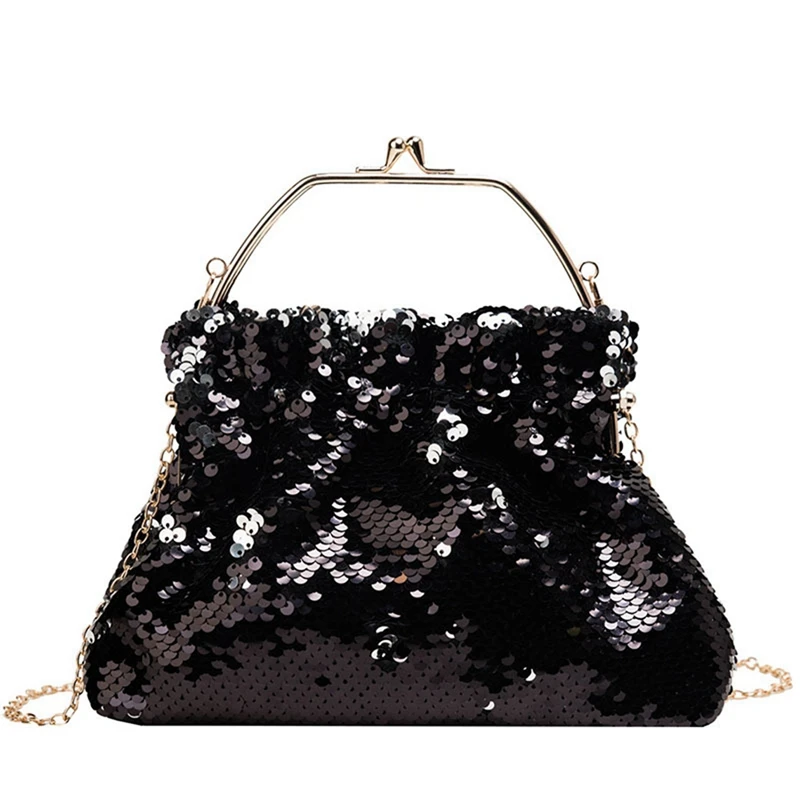 Best  Sequins Small Bag Female New Wild Chain Shoulder Bag Metal Portable Messenger Bag