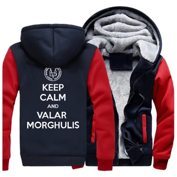 

Game Of Thrones Men Thick Winter Fleece Warm JacketKeep Calm And Valar Coat Morghulis Hoodies Arya Stark Sweatshirt Streetwear