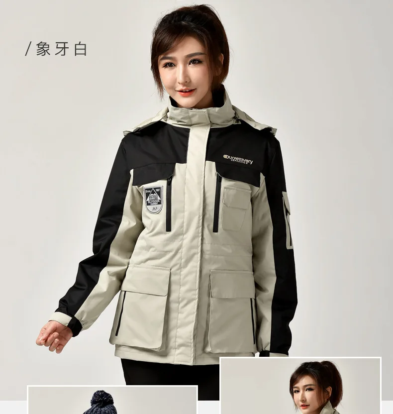 Женская куртка средней длины, GORE-TEX, три в одном, корейский стиль, комплект из двух предметов, для пар, decontructable, для улицы, большой размер, с капюшоном