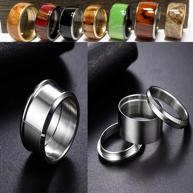 Stainless Steel Ring Men Block Square Silver Black Gold DIY Engrave Gifts  Jewelry Band Rings Wholesale From 2,54 € | DHgate