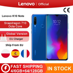 Оригинальная глобальная версия Lenovo K10 Примечание Snapdragon 710 Octa Core Z6 Лайт Тройная назад камеры 6,3 дюймов капли воды 4050 мАч для смартфонов
