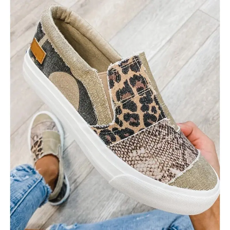 Ladies PU Canvas Flat Sneakers Color Block Canvas Shoes Sneakers Luxury Designer Casual Slope Heel Beach Office Party Fall 2021