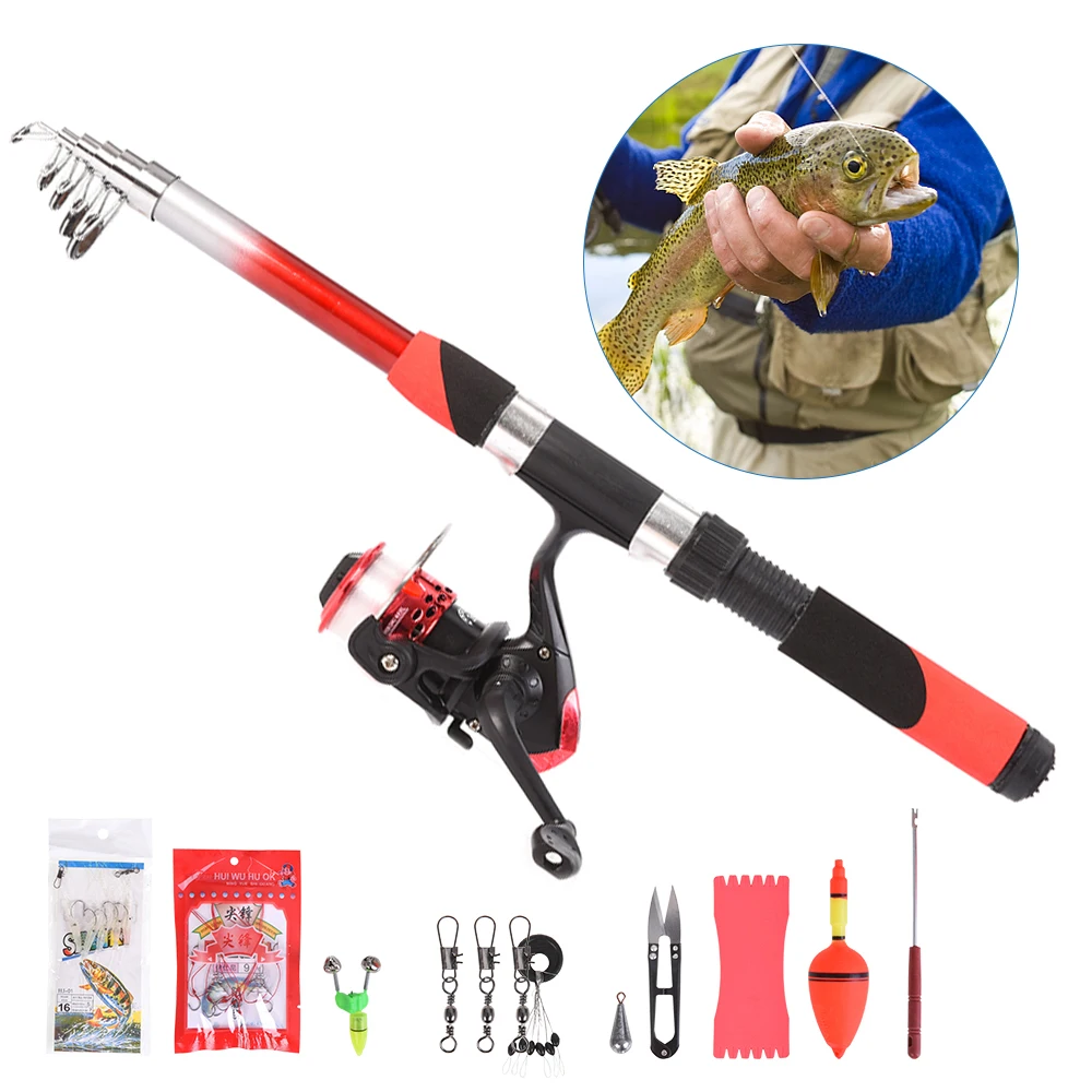 

Fishing Reel Rod Combo Telescopic Fishing Rod and Spinning Reel Set Baits Hooks Fishing Bag Kit Fishing Tackle Set Pesca