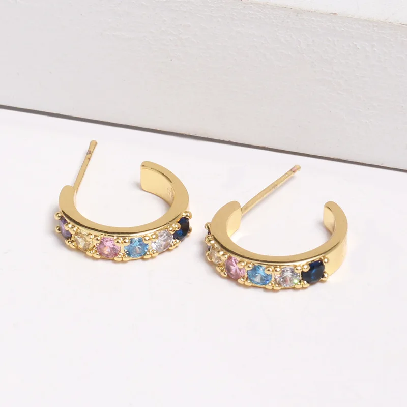 Высококачественные женские модные маленькие серьги-кольца с фианитами, элегантные массивные золотые медные серьги Huggie для девочек, свадебные ювелирные изделия - Окраска металла: Style 2