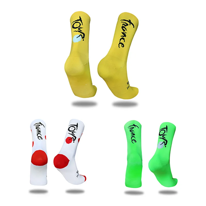 Calcetines de Ciclismo de competición profesional para hombre y mujer, medias deportivas con letras, transpirables para correr en el exterior