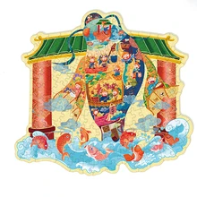 Puzzle coloré en forme de carpe sautant au dessus de la porte du Dragon, Puzzle en forme d'extraterrestre, Festival de la Tradition chinoise, tendance nationale, cadeau pour enfants, nouvelle collection