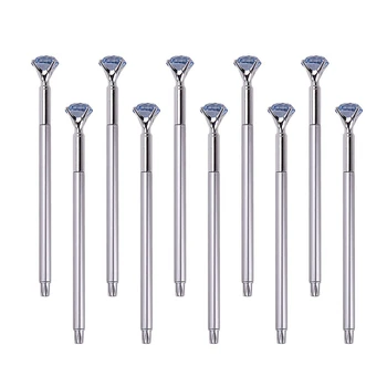 

10Pcs Black Ink Rollerball Pens with Cap,0.5Mm Fine Point Gel Pens with Artificial Diamond, Colorful Barrel Ball Point Pen for W