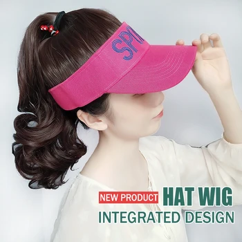 

HUAYA Women Wig Fashion New Baseball Cap Ponytail One-piece Synthetic Wig Long Wavy Curly Pony Tail Extensions Hair