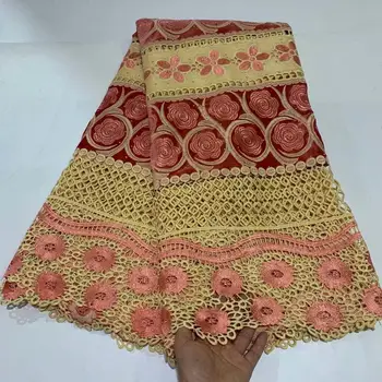 

Hot selling Peach Latest Style Gold High Quality African Velvet Lace Fabric With stones Nigerian Lace Fabrics For Wedding Party