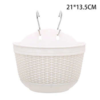 

Home Garden Wall Fence Hanging Planter Plant Flower Pot Handmade Rattan Basket 21*13.5cm Plastic For Grow Flowers Garden Goods