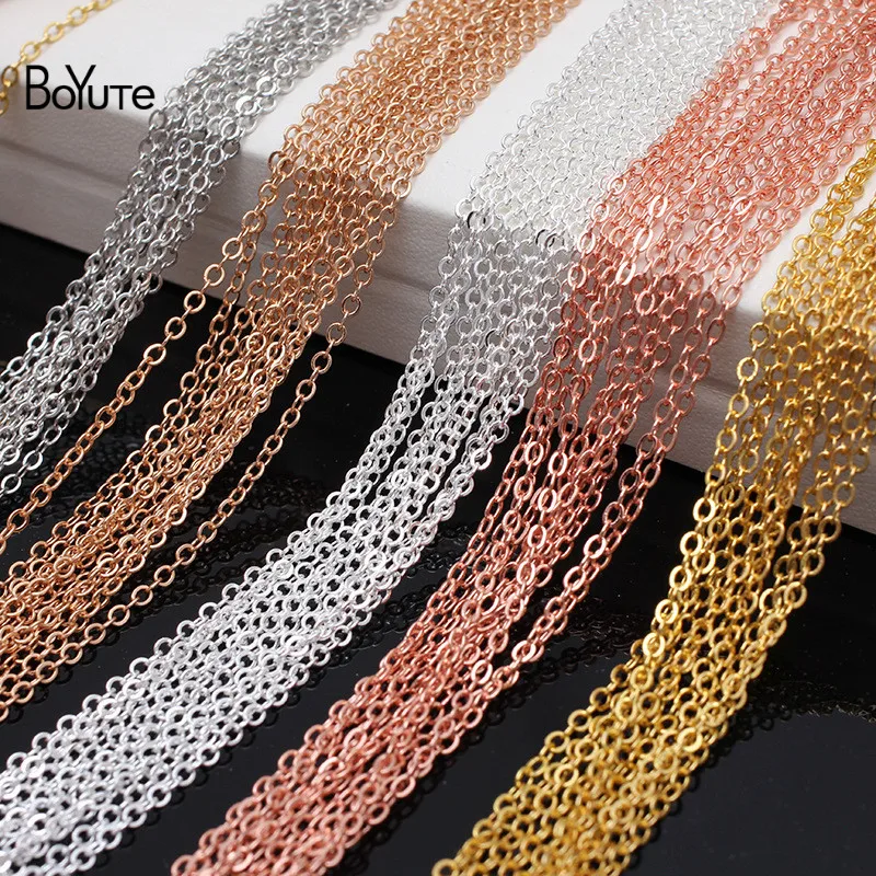 

BoYuTe (90-95 Meters/Lot) 2MM Width O Shape Chains Factory Supply Handmade Diy Brass Chain Jewelry Materials 5 Colors Plated