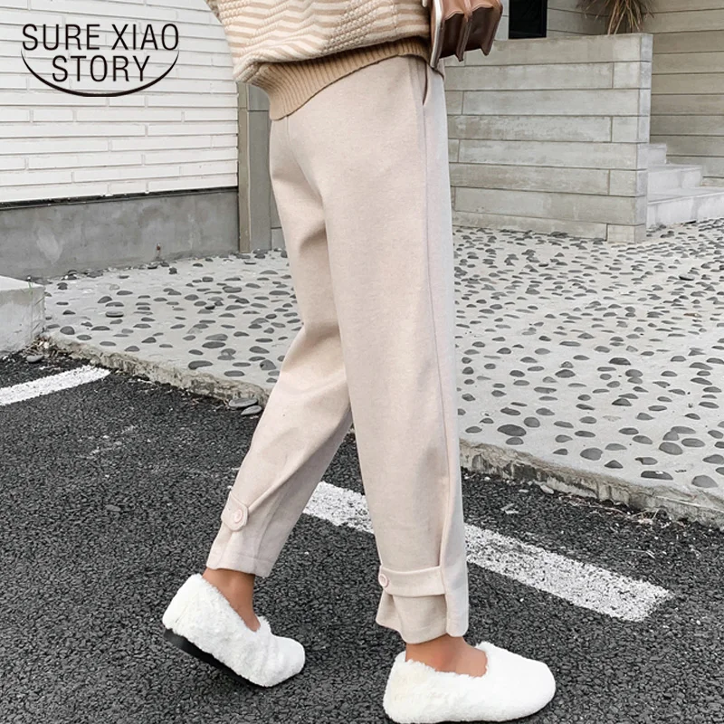 

Autumn and Winter 2019 Loose Pants High Waist Broad Legs Straight Ankle-length Plus Size Pants Harlan Pants Trousers 6997 50