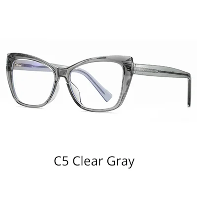 C5 Clear Gray Ralferty качество TR90 женские очки оправа кошачий глаз прозрачный компьютерный синий светильник очки с весенним женским сортом без диоптрий - Цвет оправы: C5 Clear Gray