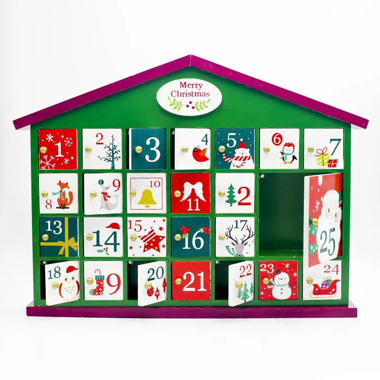 Сделай Сам домик в форме дня рождения деревянный Адвент календарь с шкафчиками Упаковка конфет подарочные коробки год украшения детский подарок