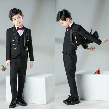 

YuanLu 2019 Kids Suits For Boy Tuxedo Blazer Jacket For Wedding Party Piano Formal Prom Suit Black Children Clothes