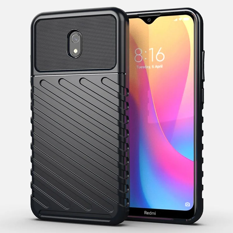 Чехол для Xiaomi Redmi 8 Чехол Мягкий ТПУ/углеродное волокно Лазерная крышка для Xiaomi Redmi 8A 8 A чехол Глобальный полный защитный бампер - Цвет: Черный