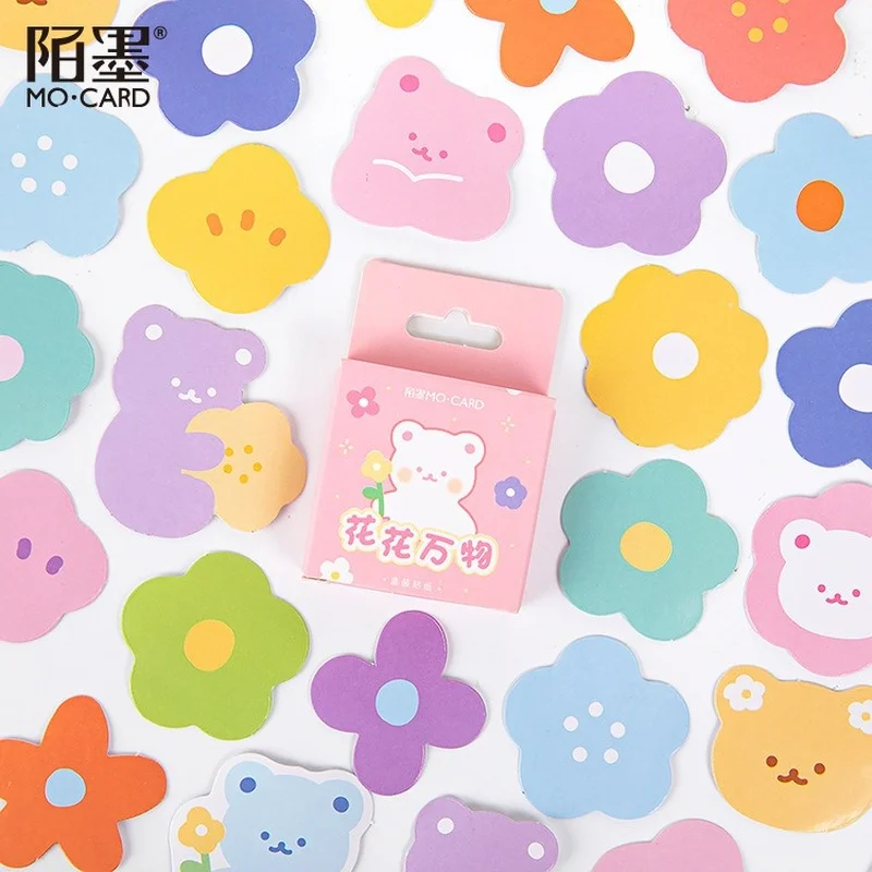 

46 Pcs Kawaii Flower Adhesive Stationery Sticker Diy Album Scrapbooking Diary Planner Journal Sticker Decorative Label For Girls