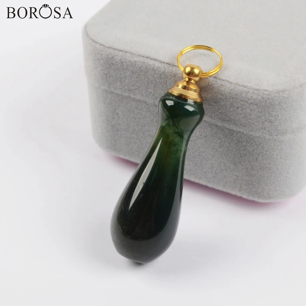 BOROSA 3/5 штук в партии естественные индийские Агаты подвеска в виде бутылочки парфюма бусины для духов или эфирного Масла для Цепочки и ожерелья ювелирных изделий WX1182