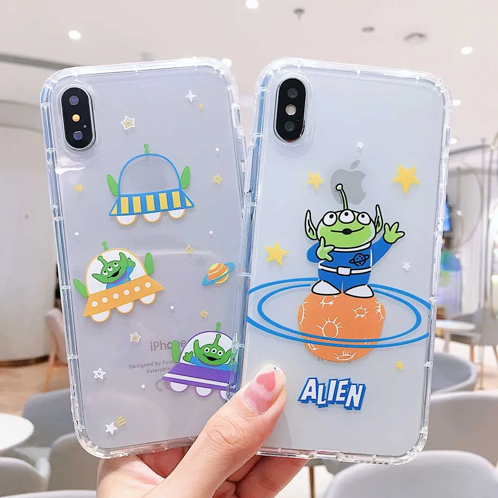 

Cartoon Alien three-eyed transparent soft tpu phone case for iphone 11promax 6 6s 7 8plus cover for iphonexr x xs max