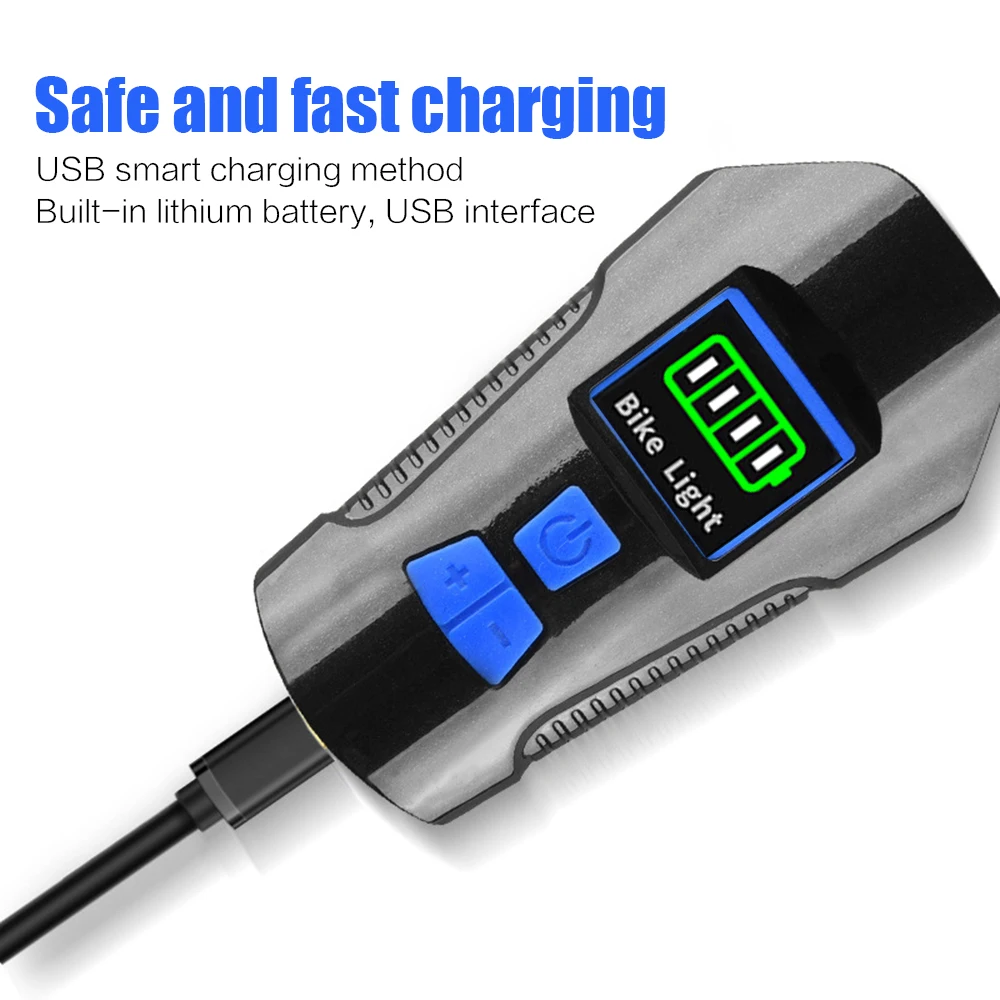 T6 велосипедный фонарь фонарик для езды 3 цвета USB Перезаряжаемый светодиодный ABS мощность дисплей Код стол водонепроницаемый портативный яркий свет