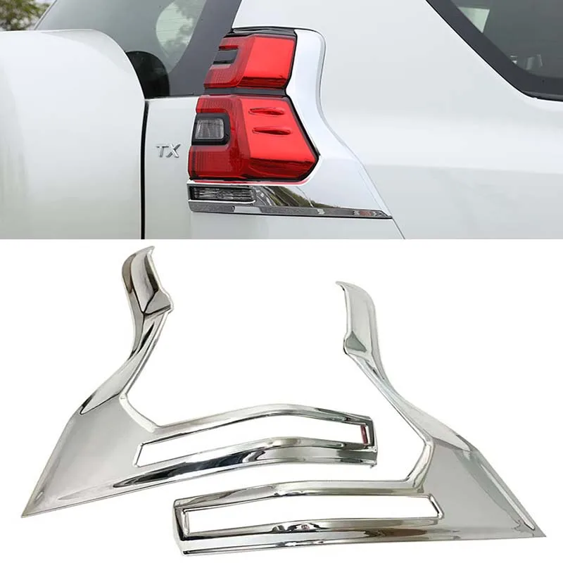 Car Styling Accessory For Toyota Land Cruiser Prado FJ15 2018 19 Chrome ABS Rear Tail Fog Light Cover Trim Frame Decal 2pcs | Автомобили и