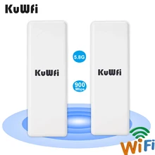 KuWFi – pont de wi fi extérieur, 5.8G, 900Mbps, routeur CPE sans fil, Point à Point, 1 2KM, répéteur Wifi avec adaptateur POE