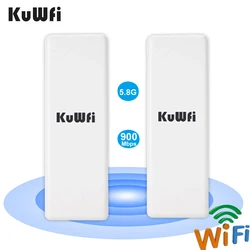 Kuwfi roteador cpe sem fio de 5.8g a 900mbps, repetidor wifi de 1 a 2km com adaptador poe, para externo