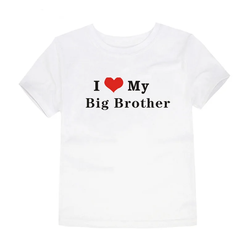 Футболка для малышей с надписью «I Love My Big Brother» летняя детская одежда с короткими рукавами хлопковая одежда унисекс для детей футболки для малышей, От 0 до 10 лет