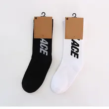 Популярные брендовые носки в европейском и американском стиле; черно-белые носки с надписью; сезон осень-зима; спортивные хлопковые носки в стиле хип-хоп для уличных скейтбордов
