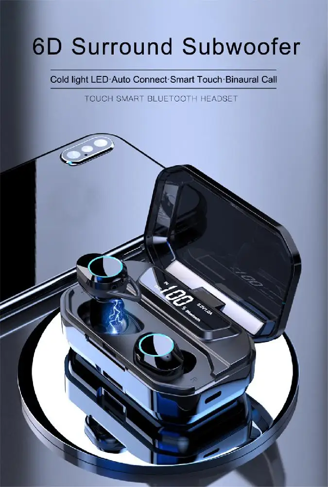 TWS Беспроводная гарнитура Bluetooth 5,0 мини-вкладыши водонепроницаемые сенсорные спортивные наушники для iPhone/Android зарядная коробка