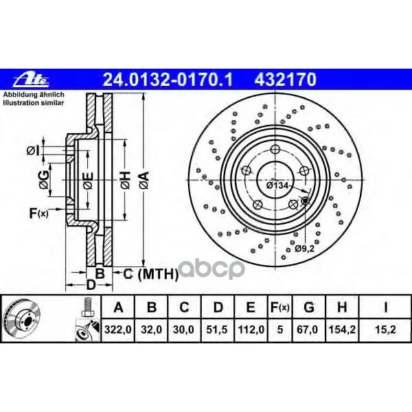 Диск Тормозной Mercedes-Benz Cls(C218) 11- Ate арт. 24.0132-0170.1