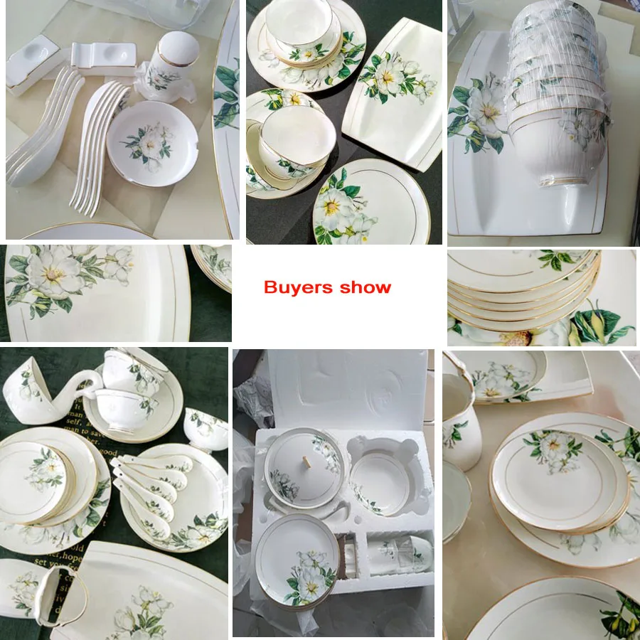 60 голов Цзиндэчжэнь керамика ужин китайские блюда чаши для риса и супа чаша салатник столовый набор посуды наборы посуды посуда