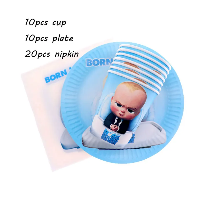 Baby Boss Theme Birthday Party Decorations Cup Plate Napkins Cake Topper Balloons Disposable Tableware Baby Shower Supplies