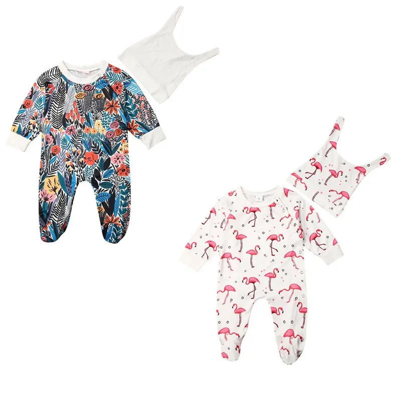 Коллекция года, весенне-осенняя одежда для малышей комбинезон с капюшоном для маленьких мальчиков и девочек теплая зимняя одежда с цветочным принтом и фламинго